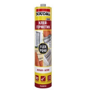 Клей-герметик Soudal Flex PU40 полиуретановый (300мл, серый)